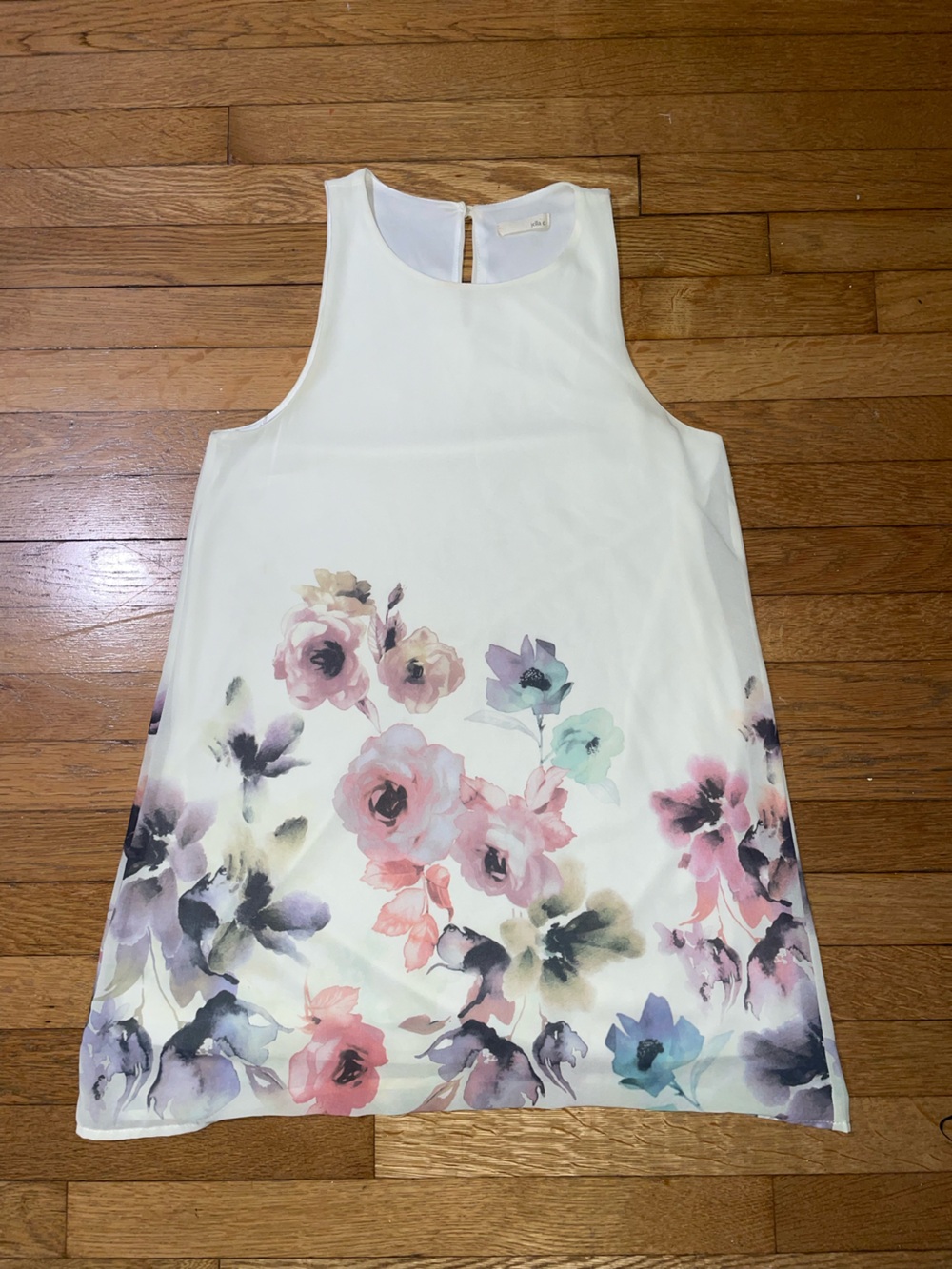 Floral Cream Midi Dress with Pastel Blooms